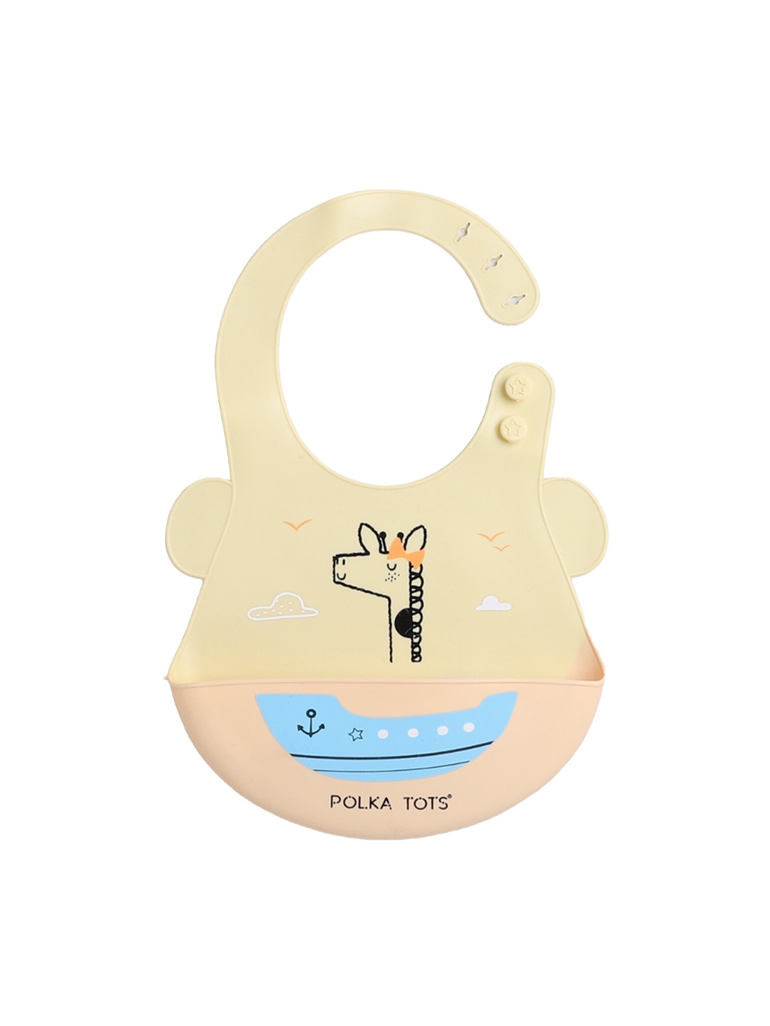 Polka Tots Kids Printed Waterproof Feeding Bibs, Beige