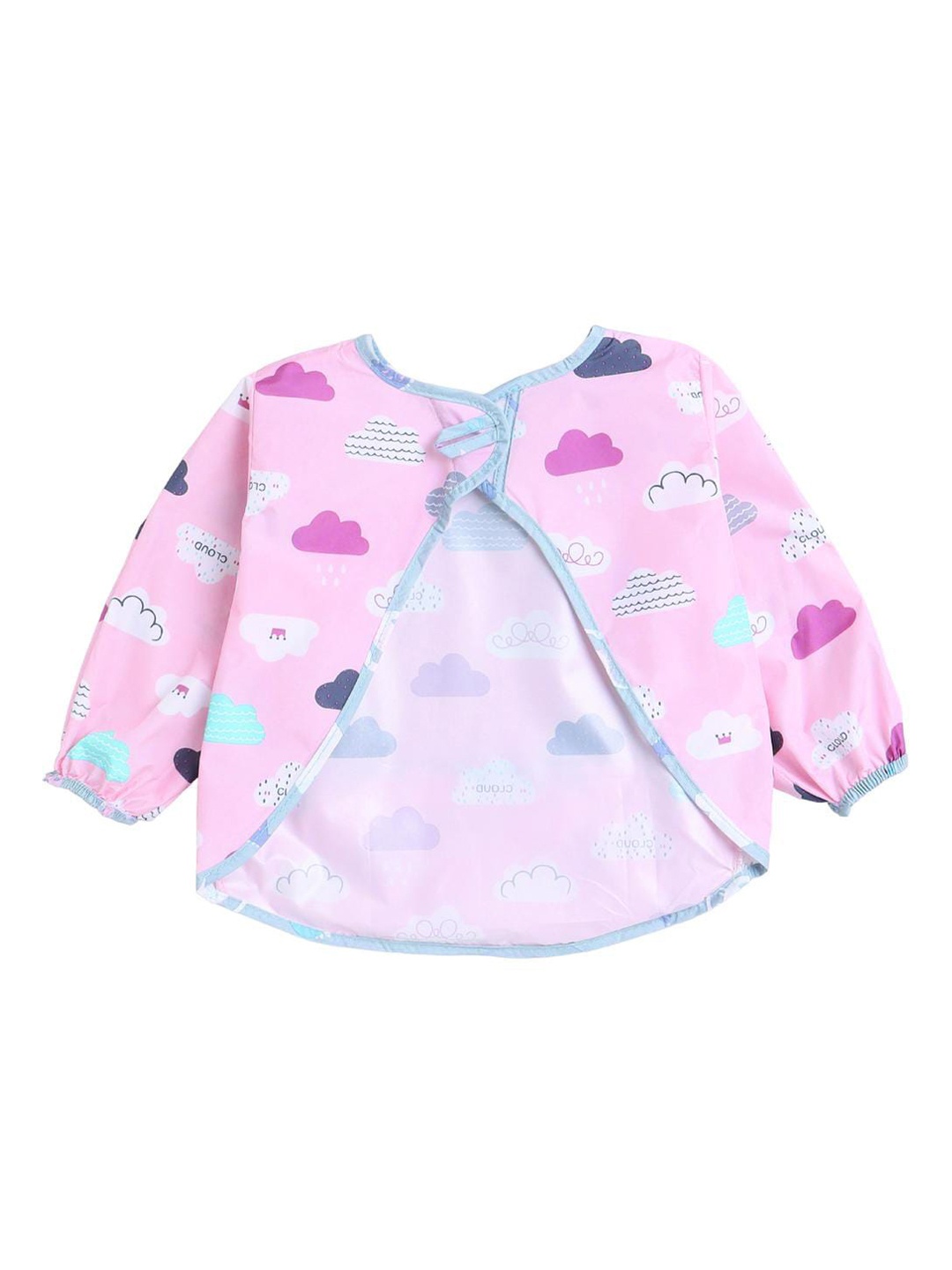 

Polka Tots Kids Printed Waterproof Full Sleeves Apron Feeding Bibs, Pink