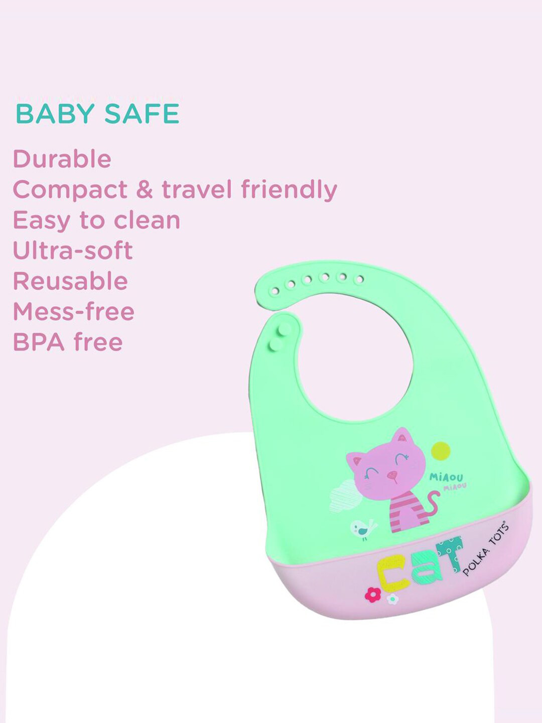 

Polka Tots Kids Printed Waterproof Feeding Bibs, Green