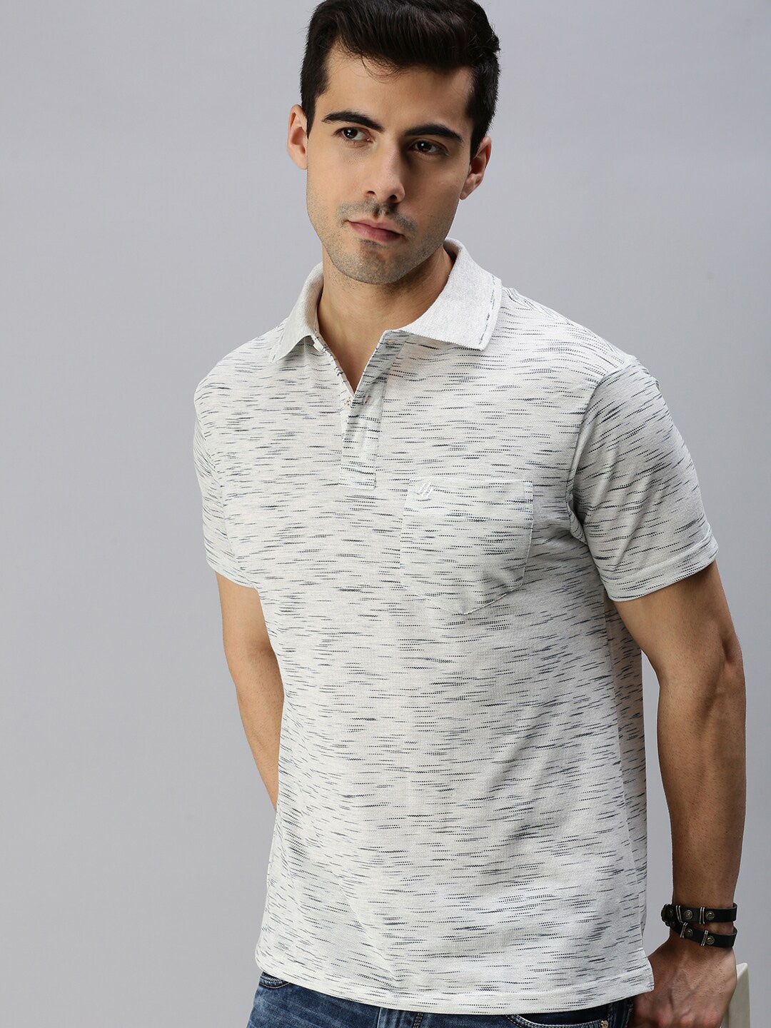 

ONN Abstract Printed Polo Collar Antimicrobial T-shirt, White