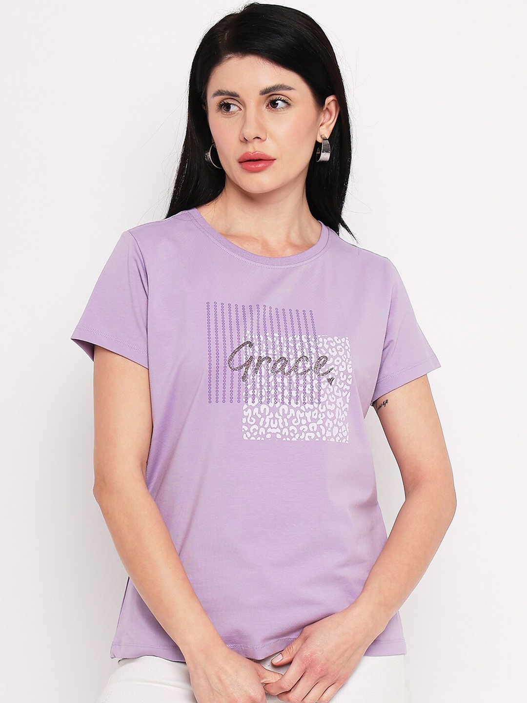 NEVA Typography Printed T-Shirt, Purple