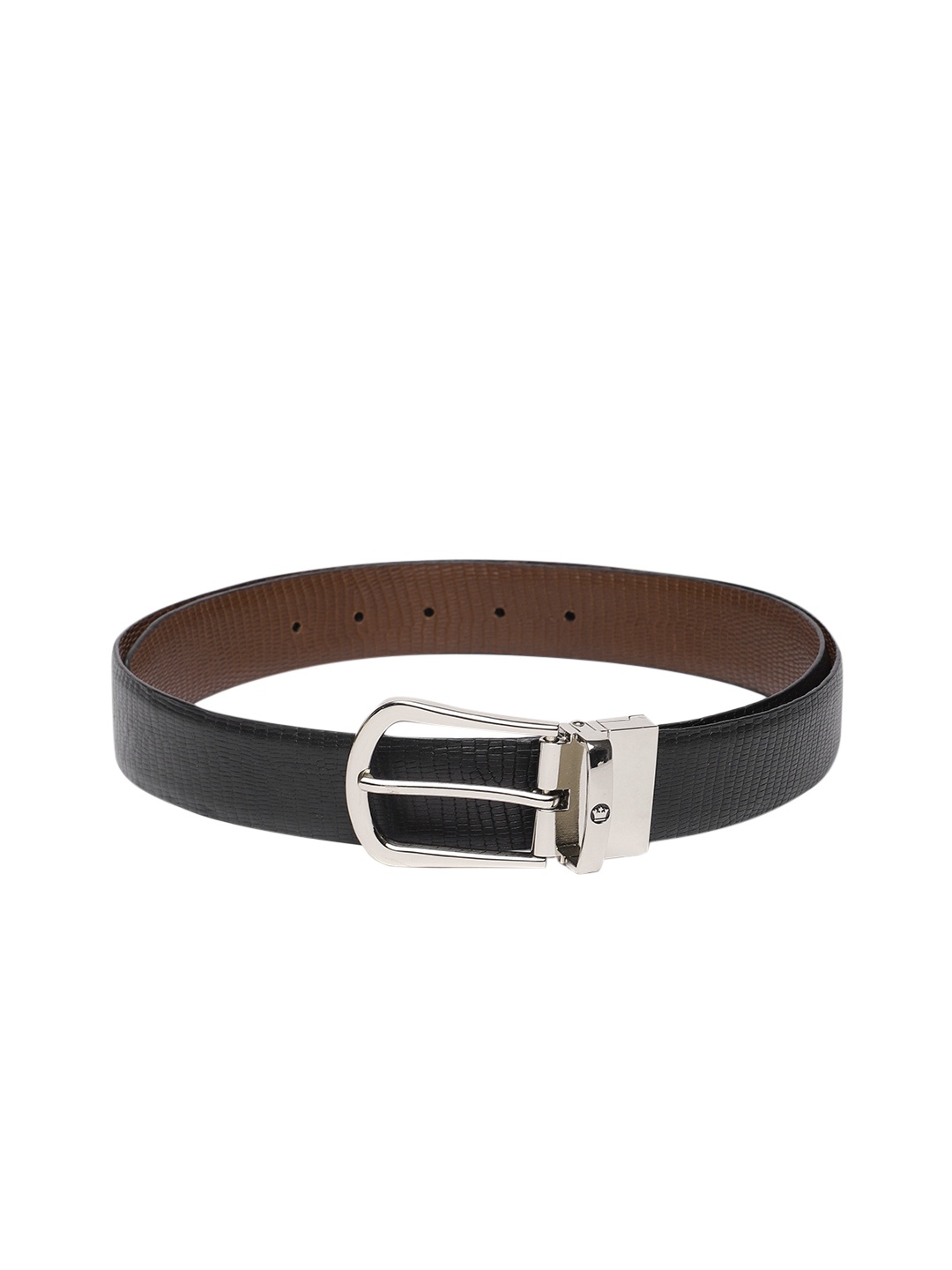 

Louis Philippe Men Textured Leather Reversible Belt, Black