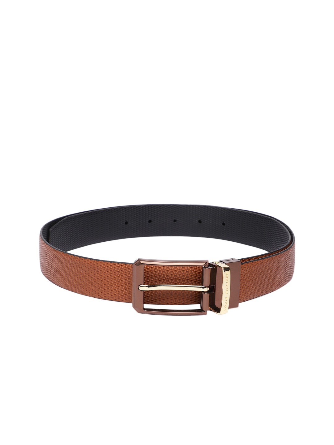 

Louis Philippe Men Textured Leather Reversible Belt, Brown