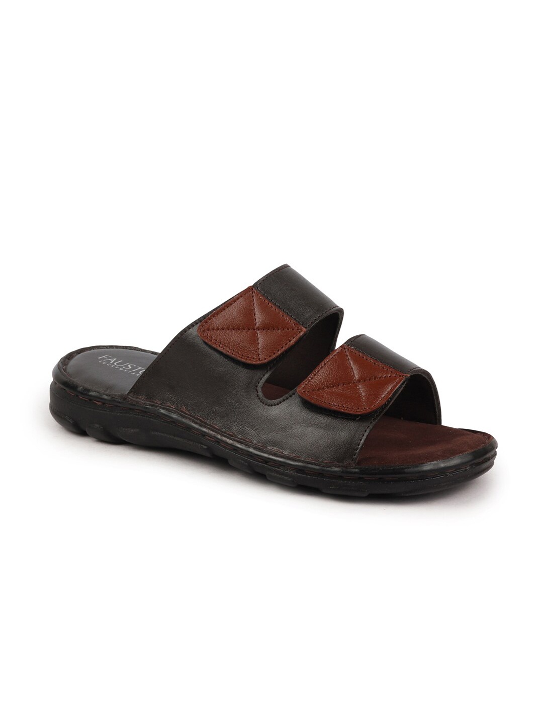 

FAUSTO Men Leather Comfort Sandals, Brown
