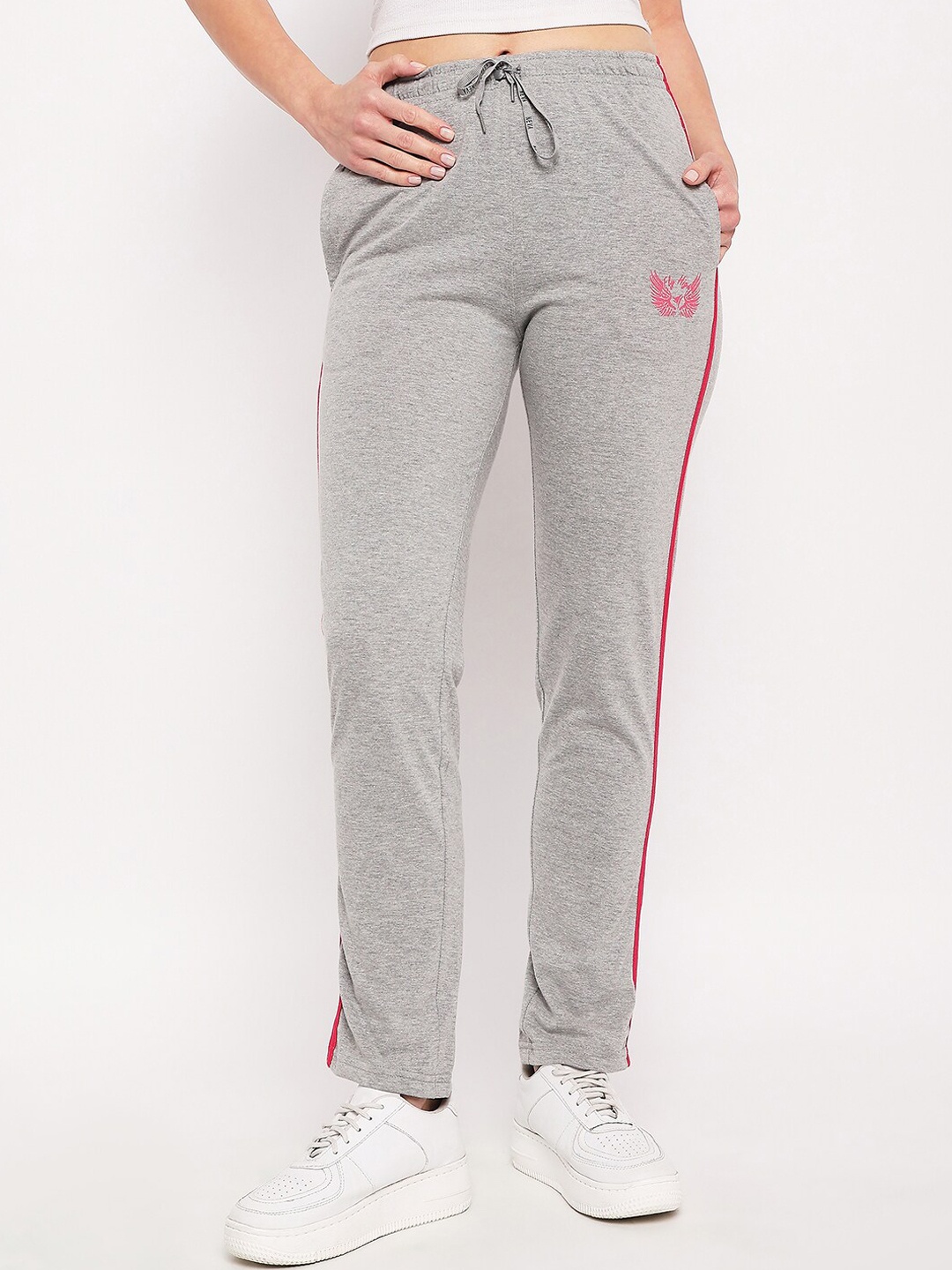 

NEVA Women Cotton Track Pants, Grey melange