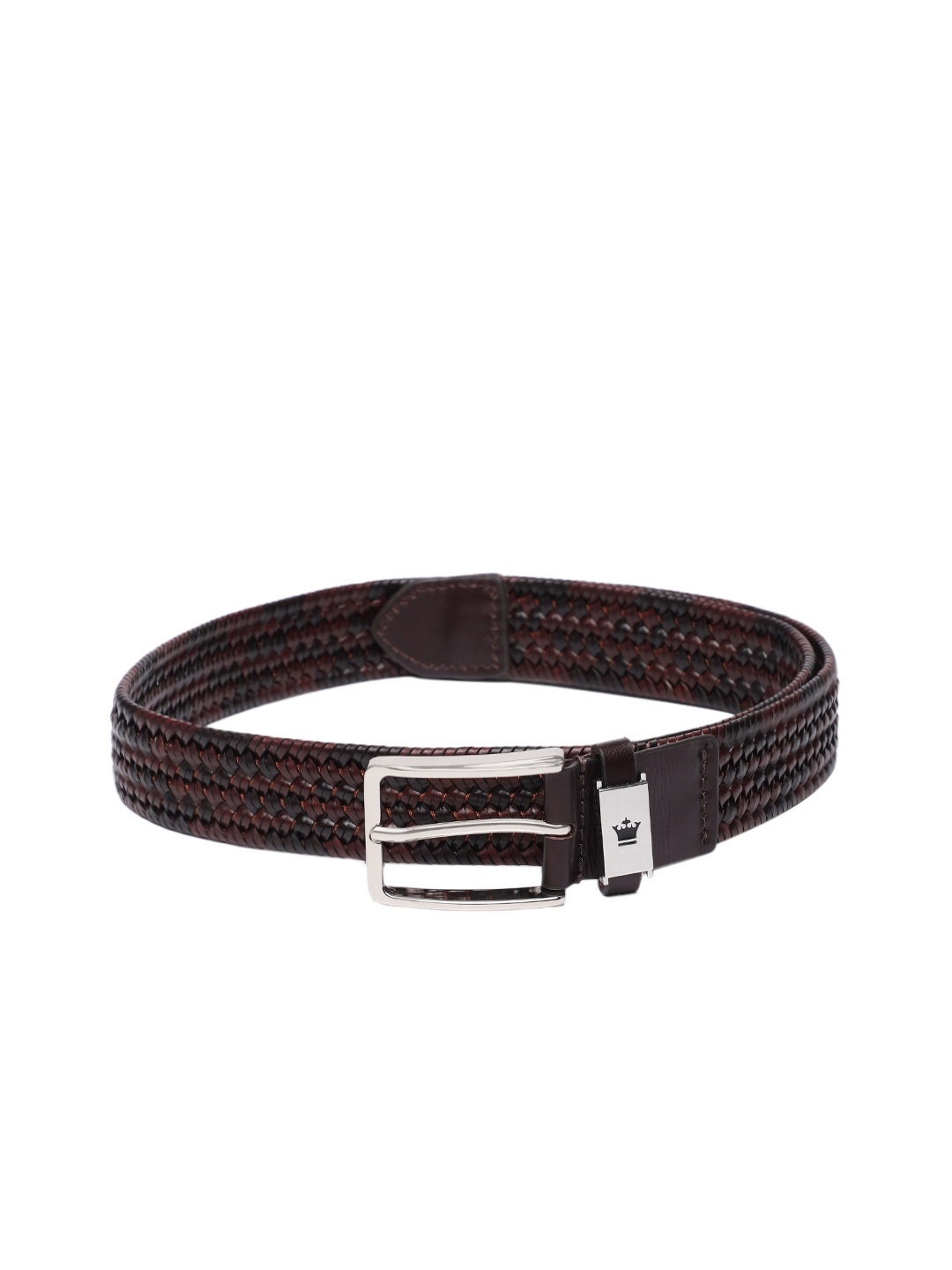 

Louis Philippe Sport Men Woven Design Leather Belt, Brown