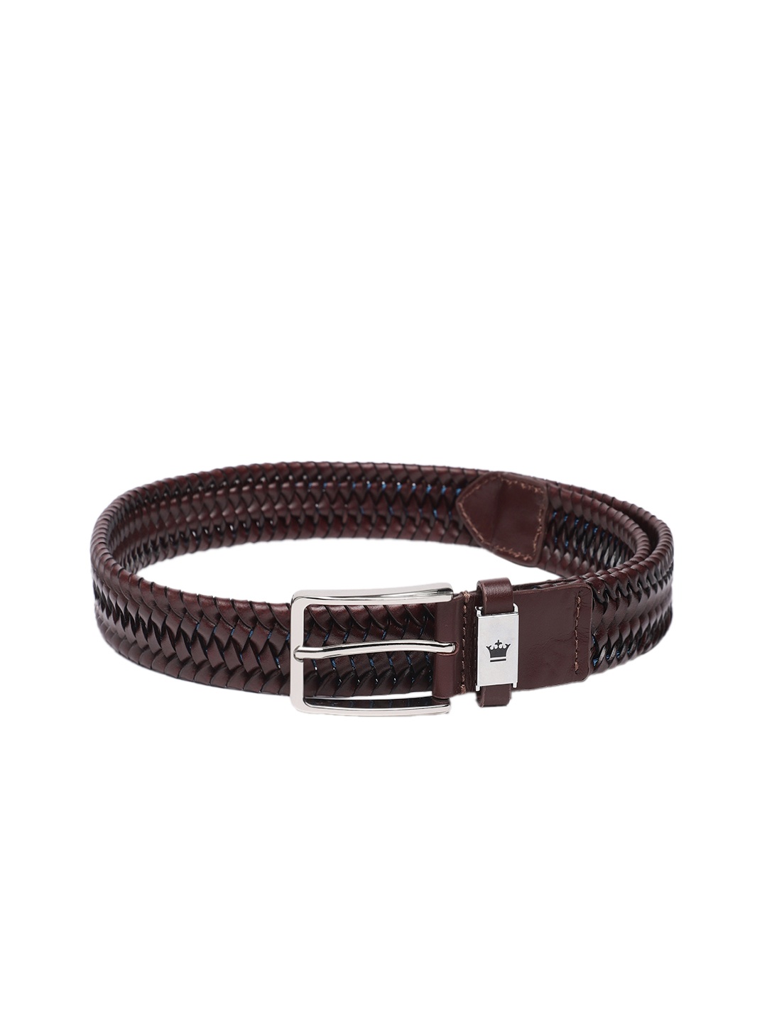 

Louis Philippe Sport Men Woven Design Leather Belt, Brown