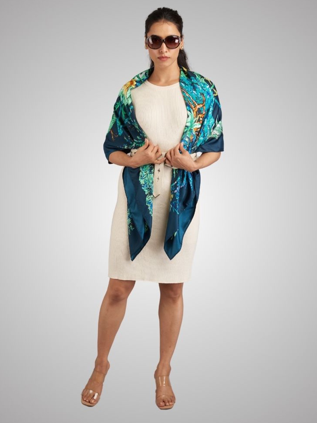

The Tie Hub Women Printed Scarf, Blue
