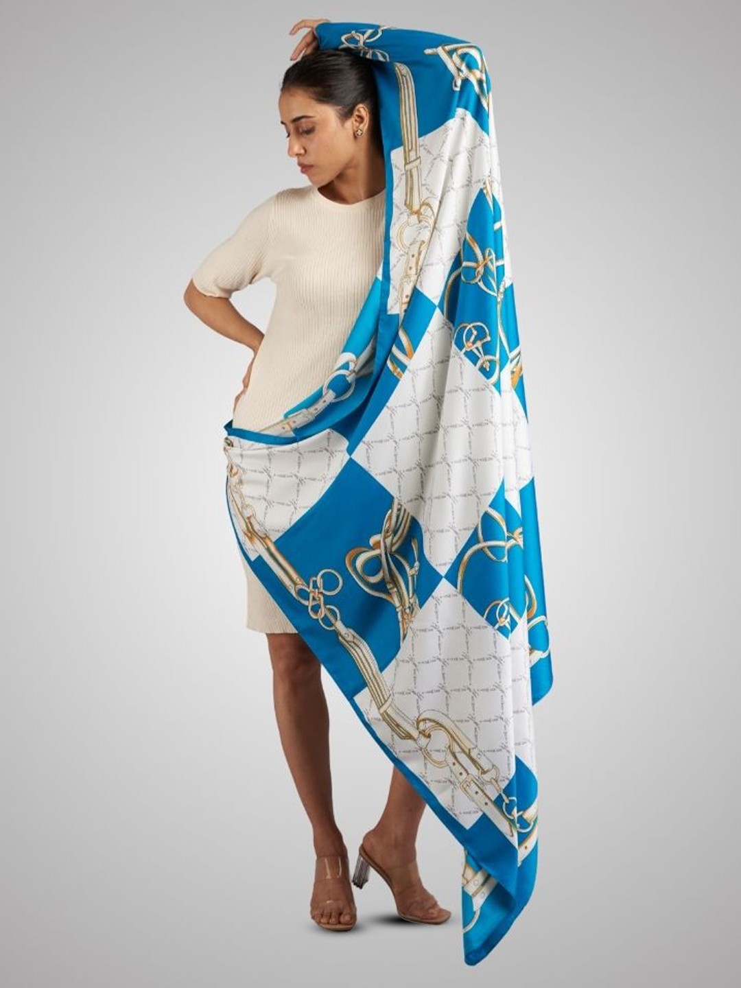 

The Tie Hub Women Printed Scarf, Blue