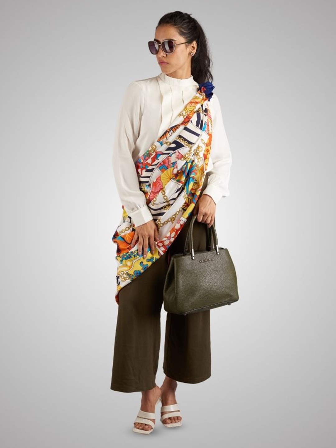 

The Tie Hub Women Printed Scarf, White