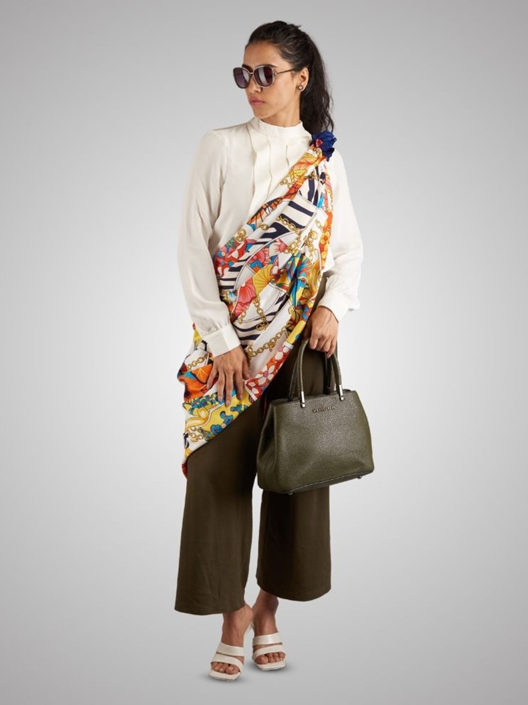 

The Tie Hub Women Printed Scarf, White