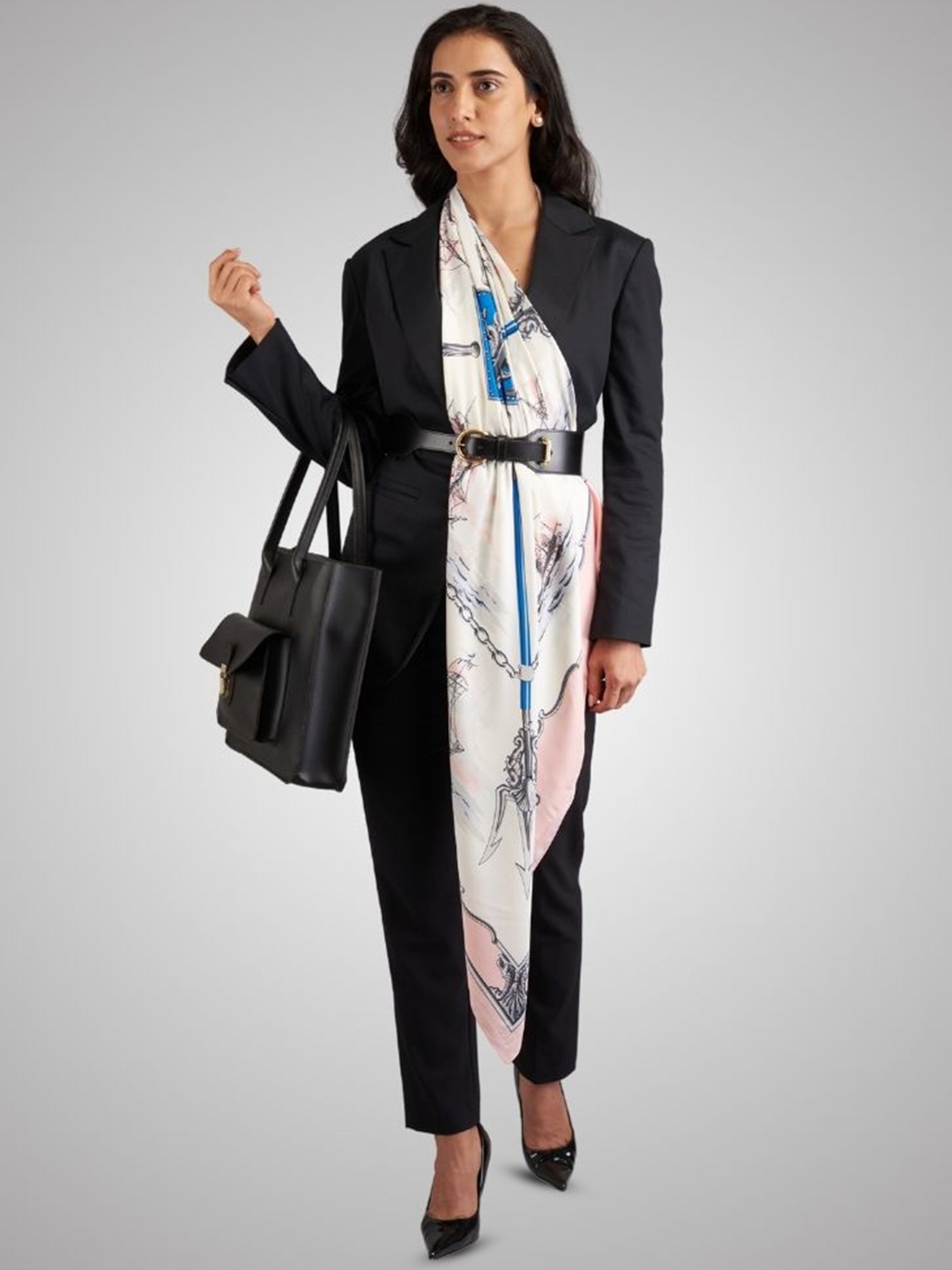 

The Tie Hub Women Printed Scarf, White