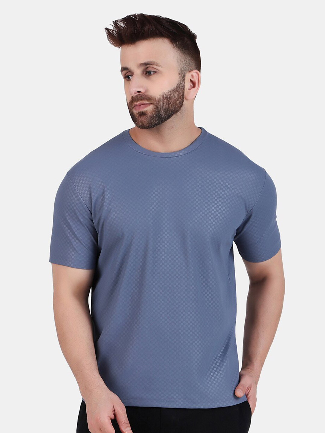

WELL QUALITY Round Neck Regular T-shirt, Blue