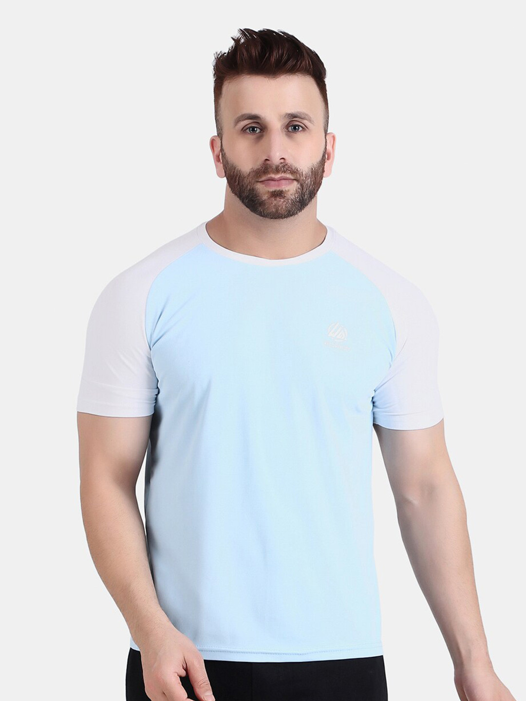 

WELL QUALITY Raglan Sleeves Round Neck T-shirt, Blue