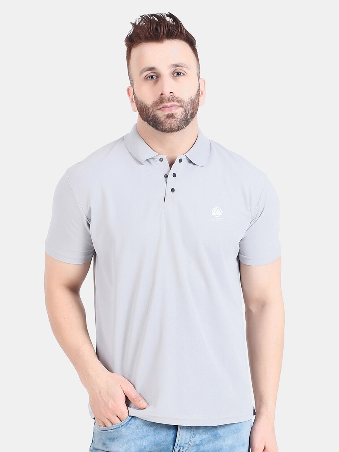 

WELL QUALITY Polo Collar Regular T-shirt, Grey