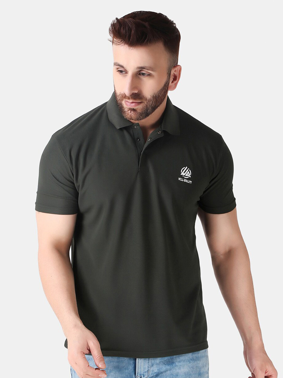 

WELL QUALITY Polo Collar Regular T-shirt, Olive