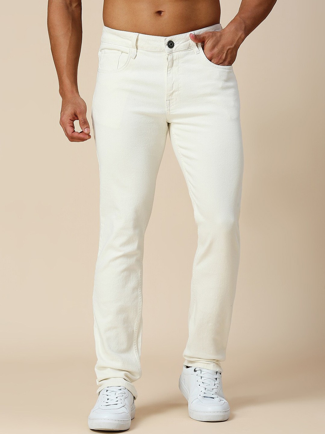 

The Roadster Lifestyle Co. Off White Men Slim-Fit Stretchable Jeans