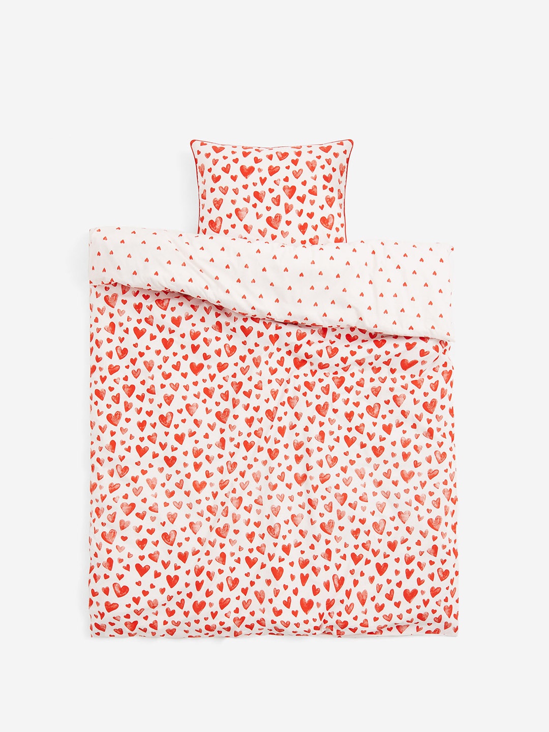 

H&M Pink Heart-Patterned Single Duvet Cover Set