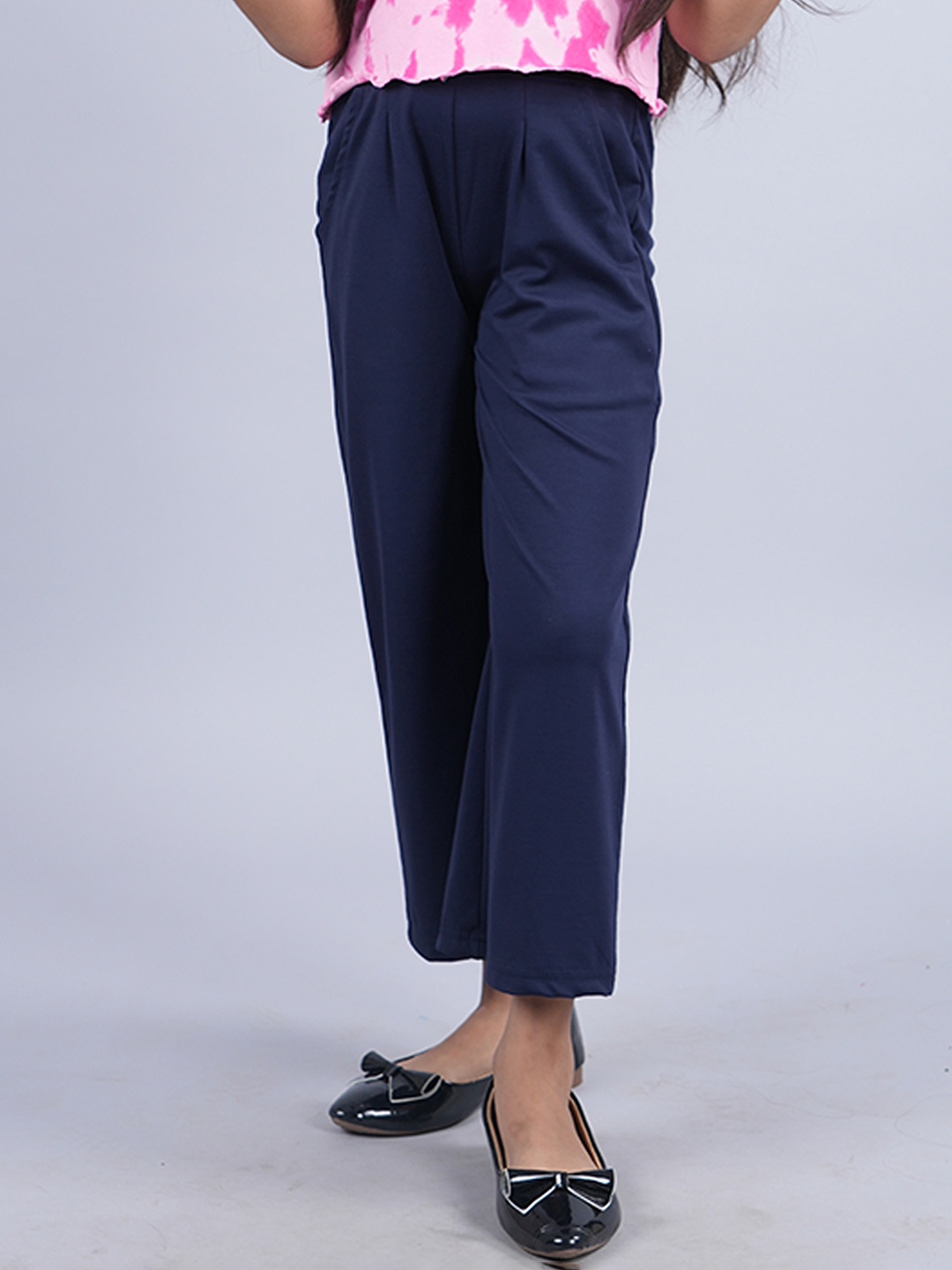 

KiddoPanti Girls Straight Fit Wide Leg Trousers, Navy blue