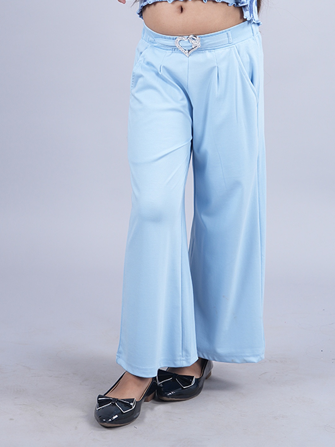 

KiddoPanti Girls Straight Fit Pleated Parallel Trousers, Blue