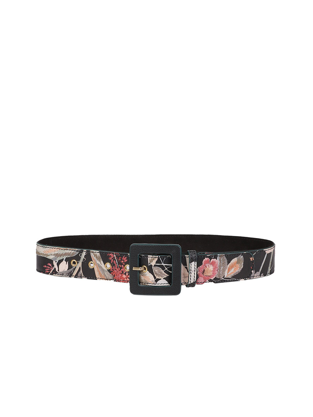 

Ritu Kumar Women Printed Leather Belt, Black