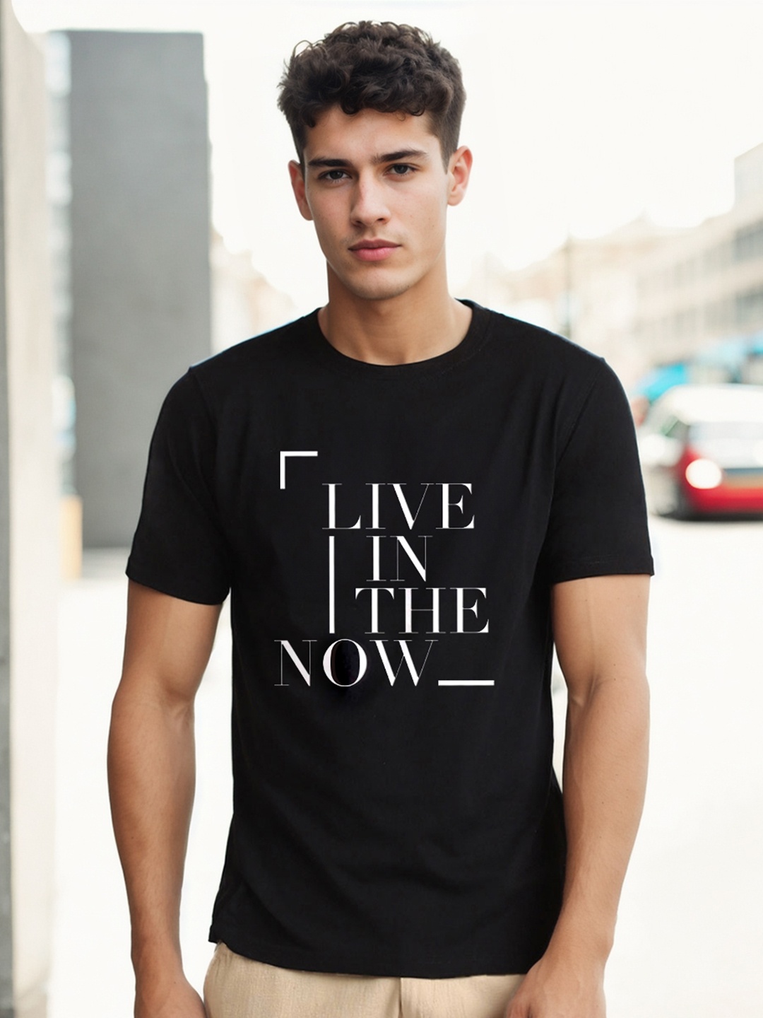NOBERO Typography Printed Short Sleeves Cotton T-shirt, Black