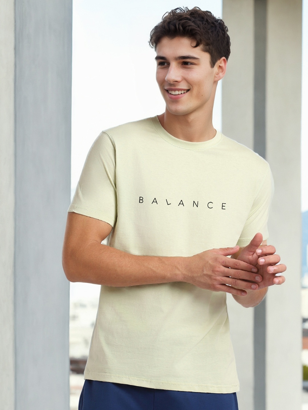 

NOBERO Typography Printed Short Sleeves Cotton T-shirt, Sea green