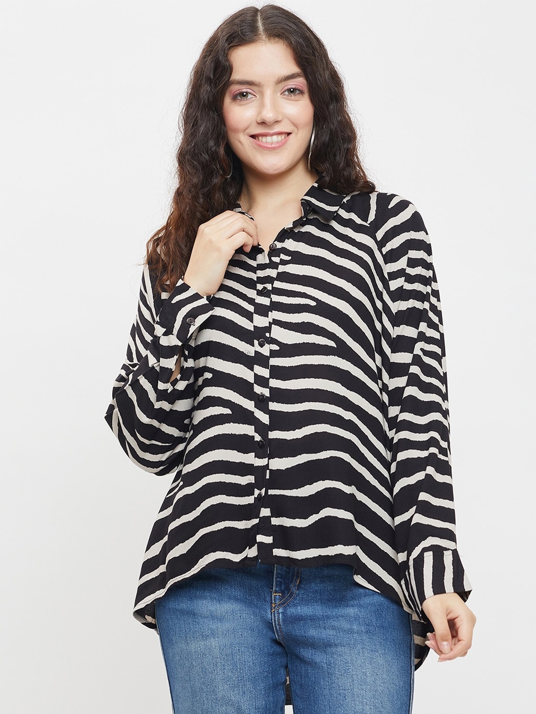 

BAESD Classic Horizontal Striped Oversized Casual Shirt, Black