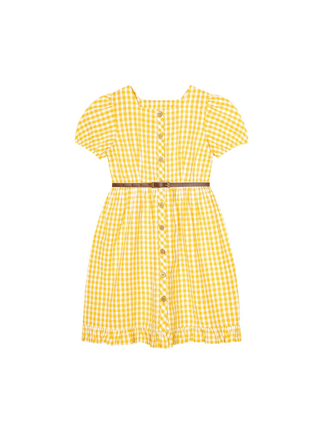 

Budding Bees Girls Round Neck Checked Fit & Flare Dress, Mustard