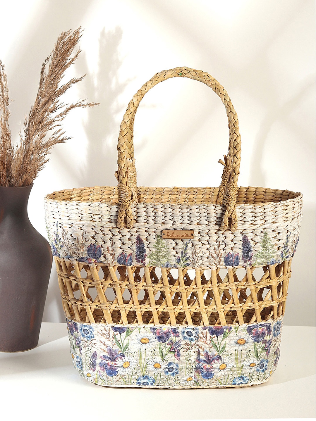 

HABERE INDIA Brown Eco Friendly Seagrass Tote Basket