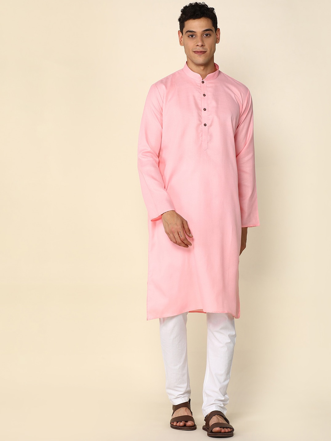 

Anouk Regular Sleeves Thread Work Kurta, Pink