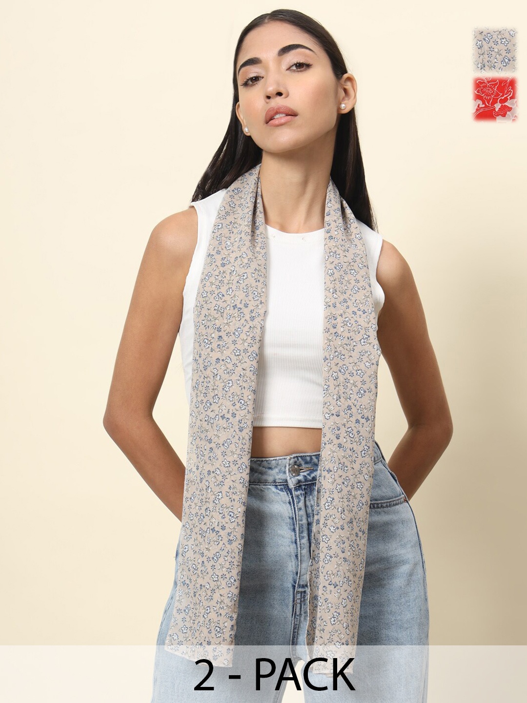 

Trend Arrest Women Printed Scarf Pack Of 2, Red