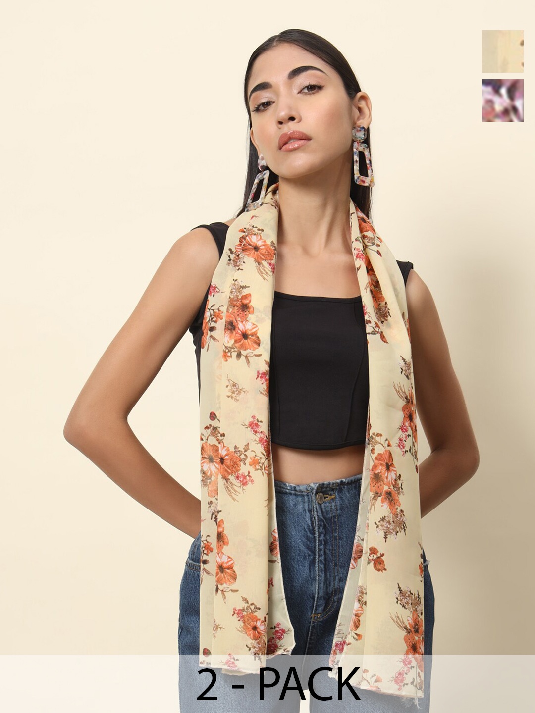 

Trend Arrest Women Printed Scarf Pack Of 2, Yellow