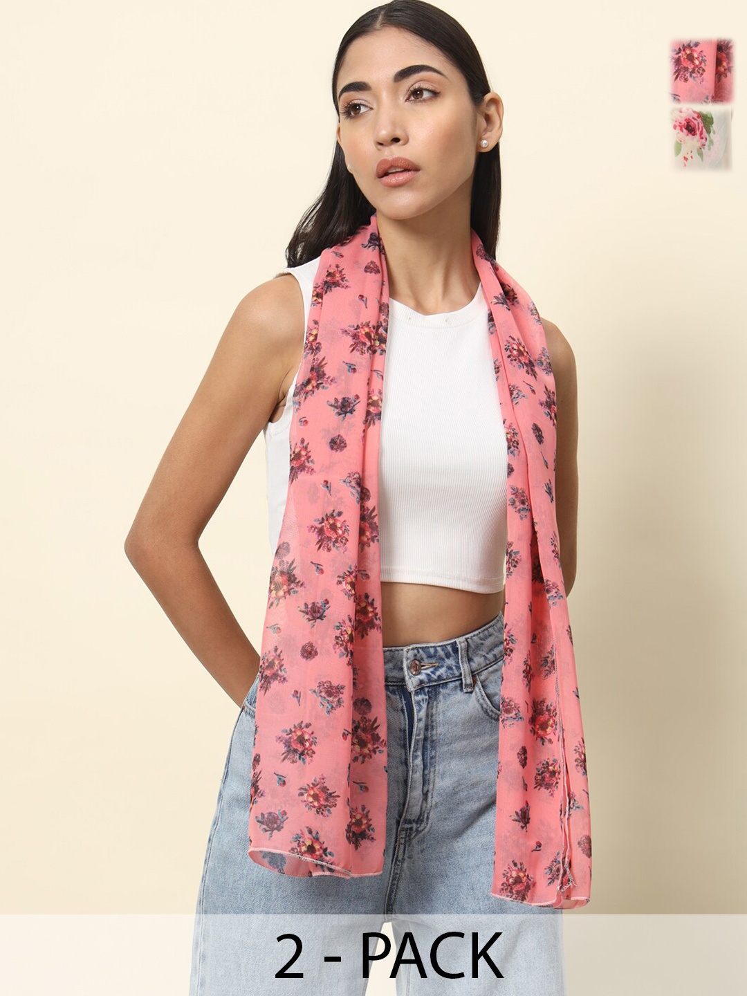 

Trend Arrest Women Printed Scarf Pack Of 2, Pink