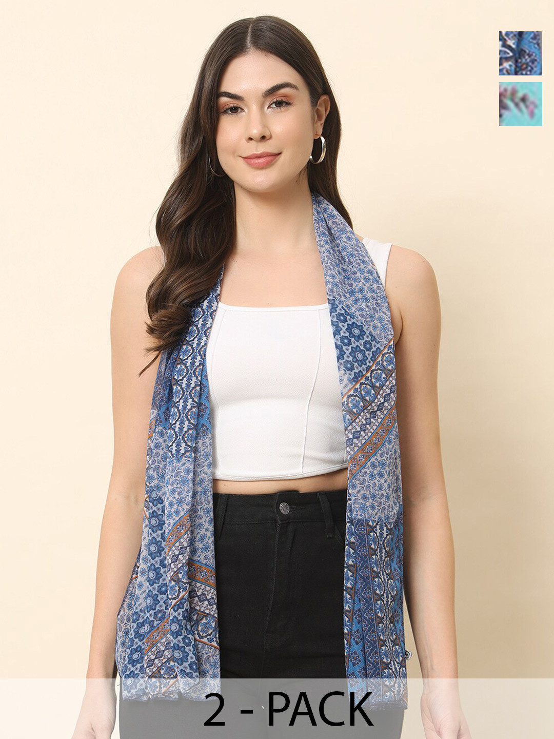 

Trend Arrest Women Printed Scarf, Blue