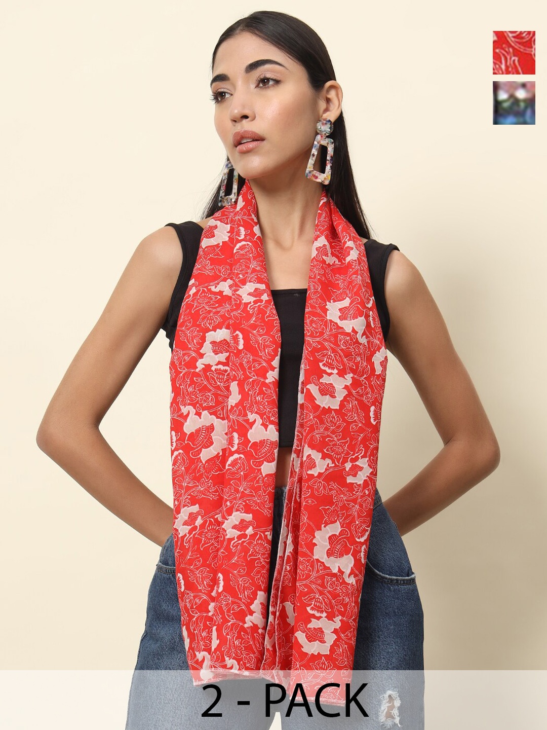 

Trend Arrest Women Printed Scarf, Red