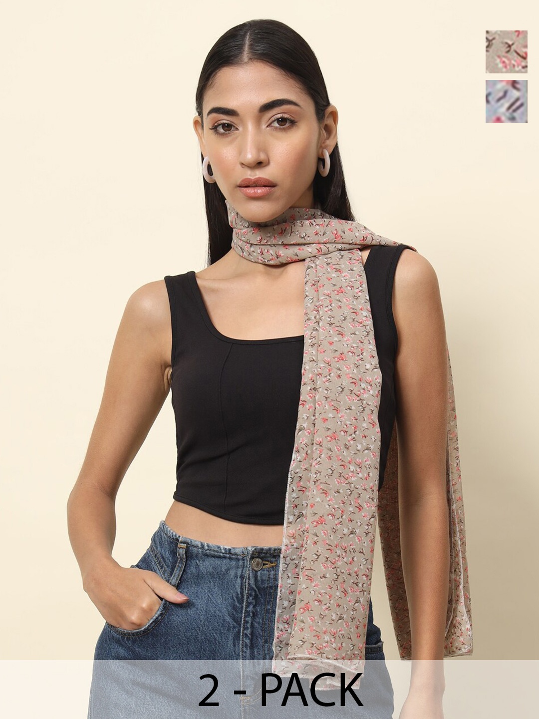 

Trend Arrest Women Printed Scarf, Grey