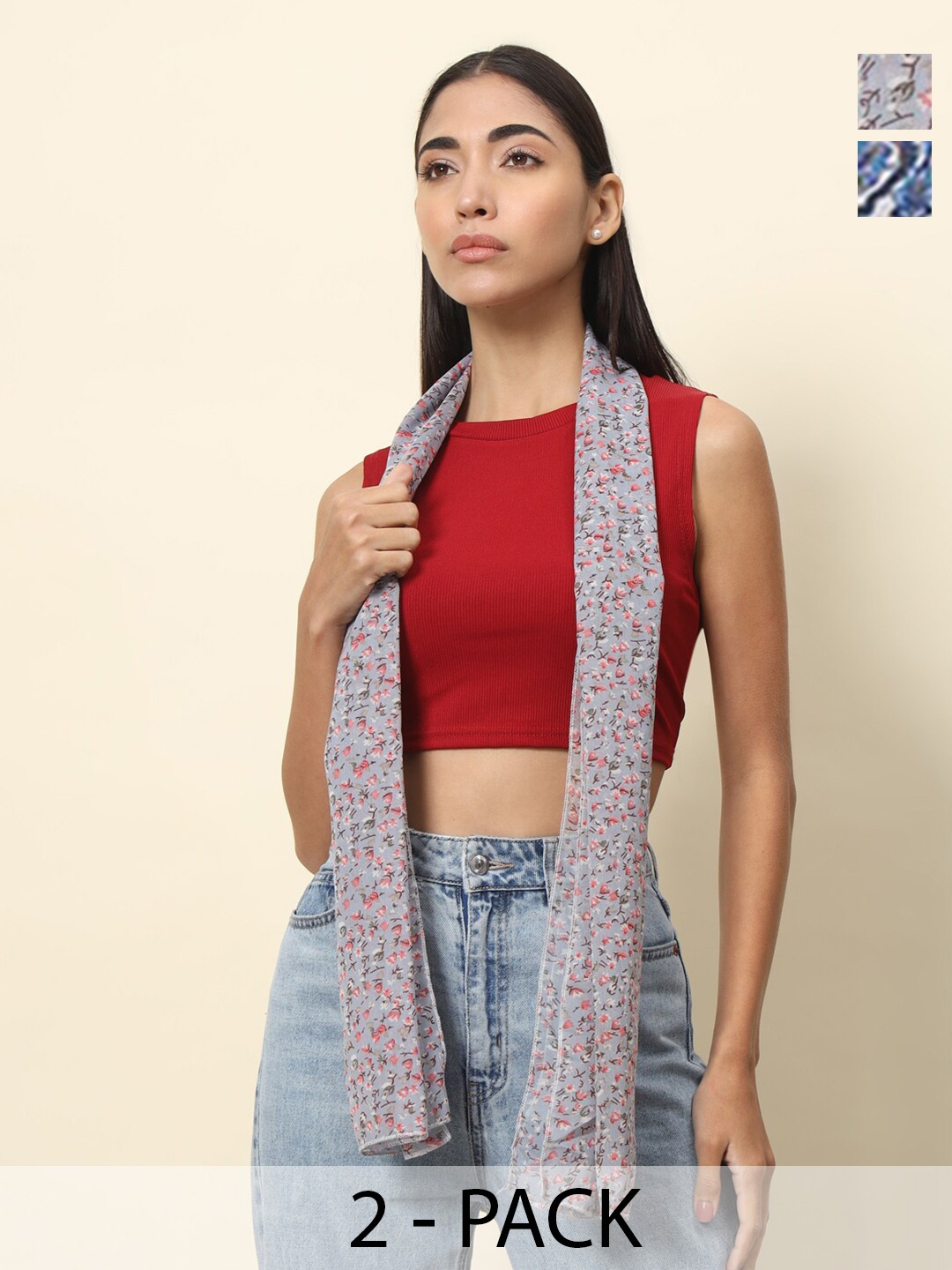

Trend Arrest Women Printed Scarf, Grey