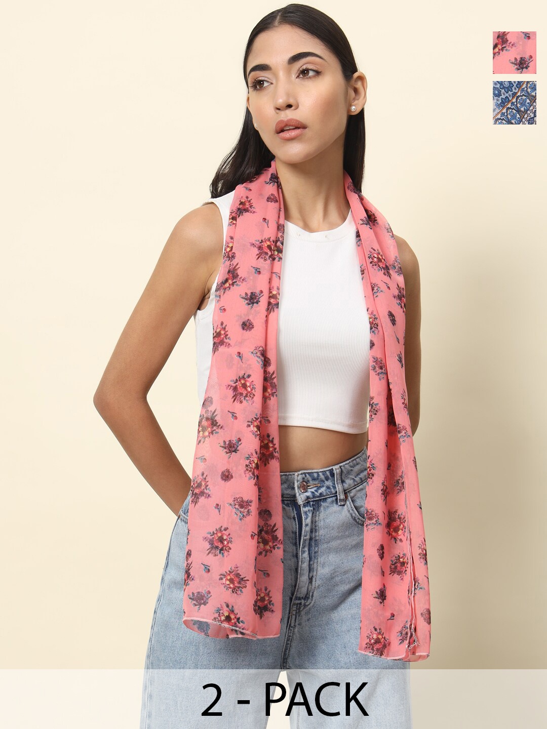 

Trend Arrest Women Printed Scarf, Pink