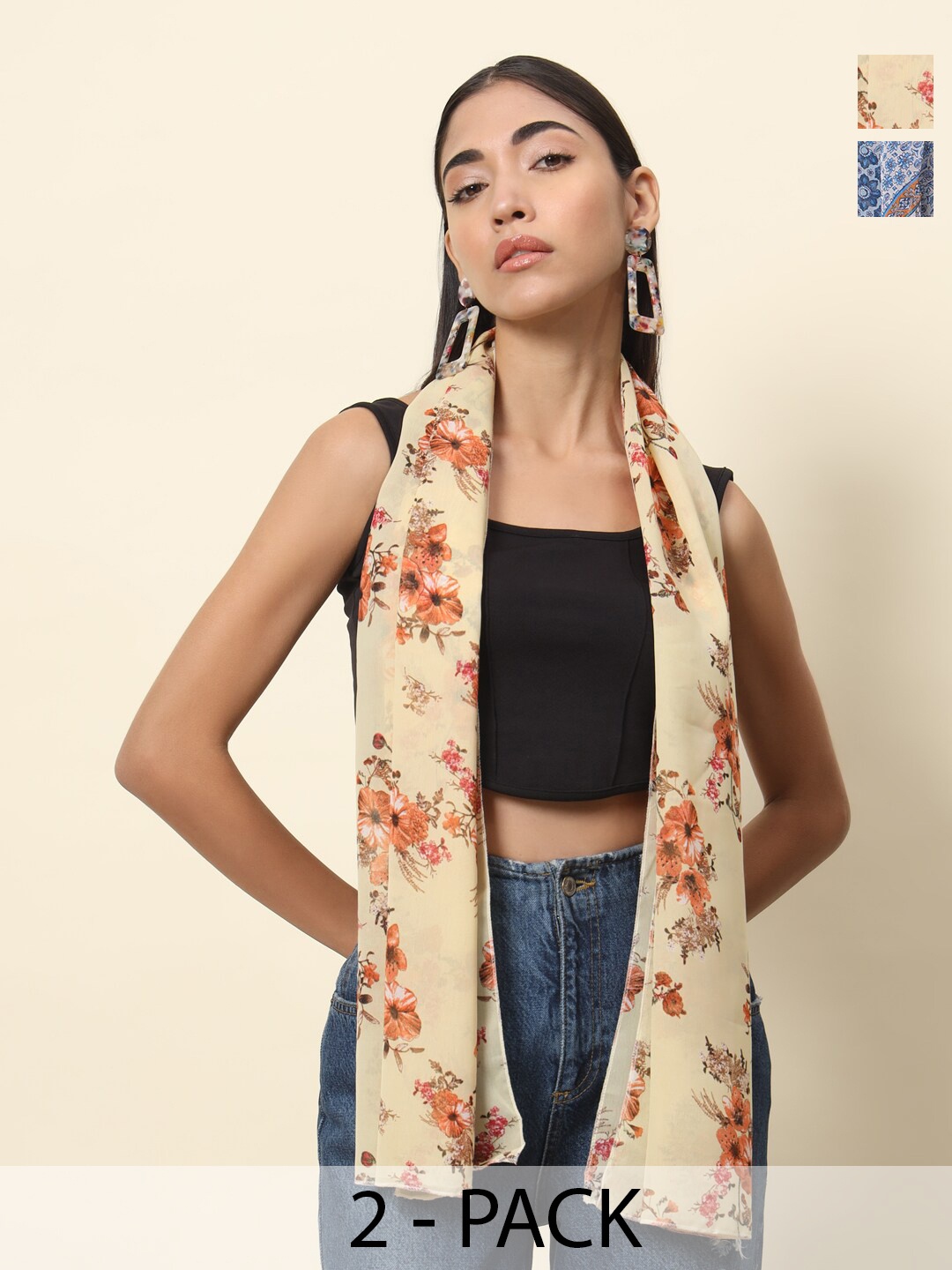 

Trend Arrest Women Printed Scarf, Yellow