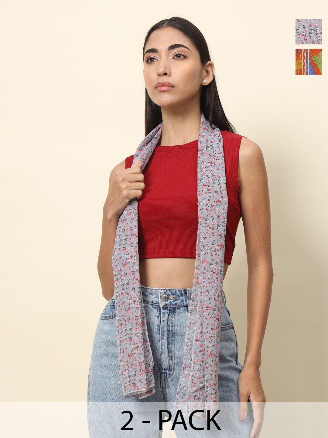 

Trend Arrest Women Printed Scarf, Grey