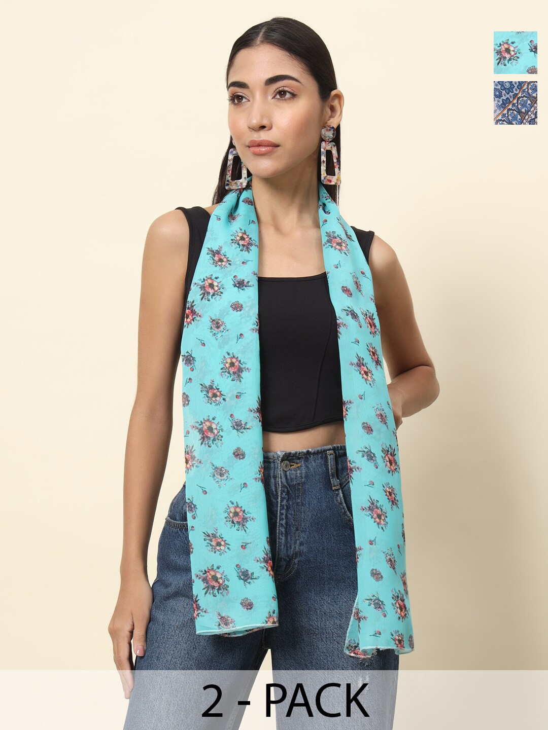 

Trend Arrest Women Printed Scarf, Blue
