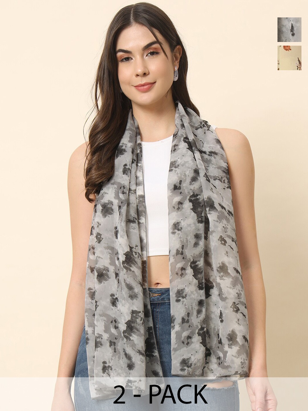

Trend Arrest Pack of 2 Women Printed Scarves, Yellow