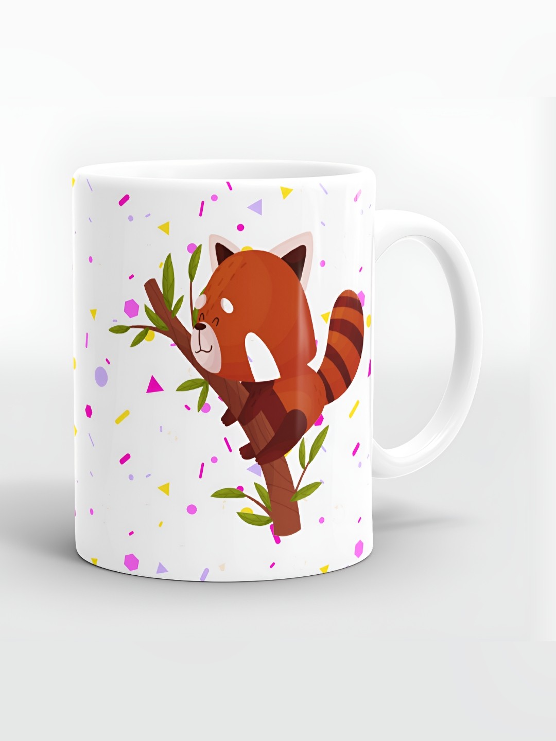

SUBLIKRAFT White & Brown Geometric Printed Ceramic Glossy Mugs Set of Cups and Mugs