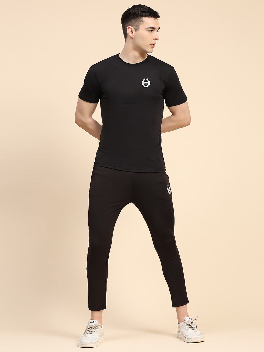 

DANZA-SON Printed Round Neck Tracksuit, Black