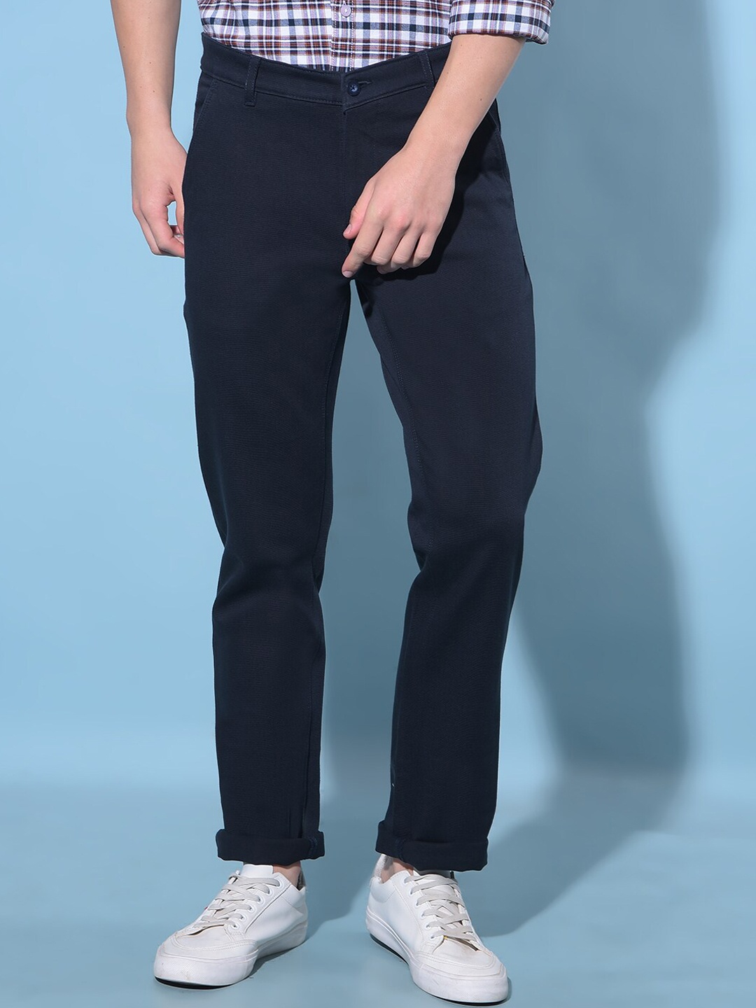 

Crimsoune Club Men Smart Straight Fit Chinos, Blue