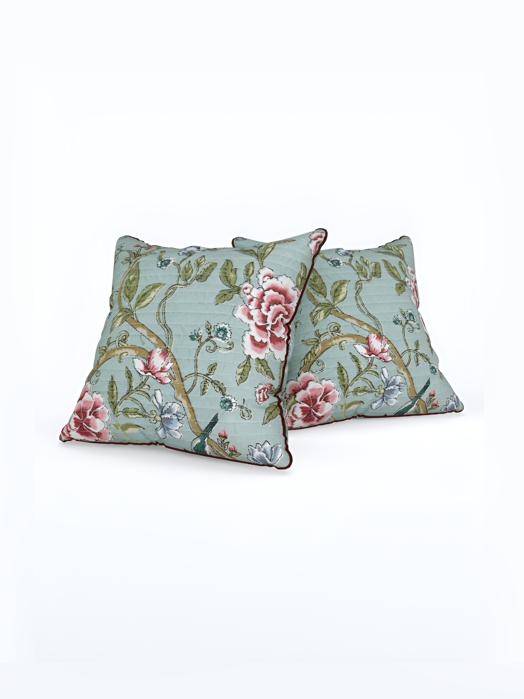 

EasyGoods Green Set of 5 Floral Square Cushion Covers