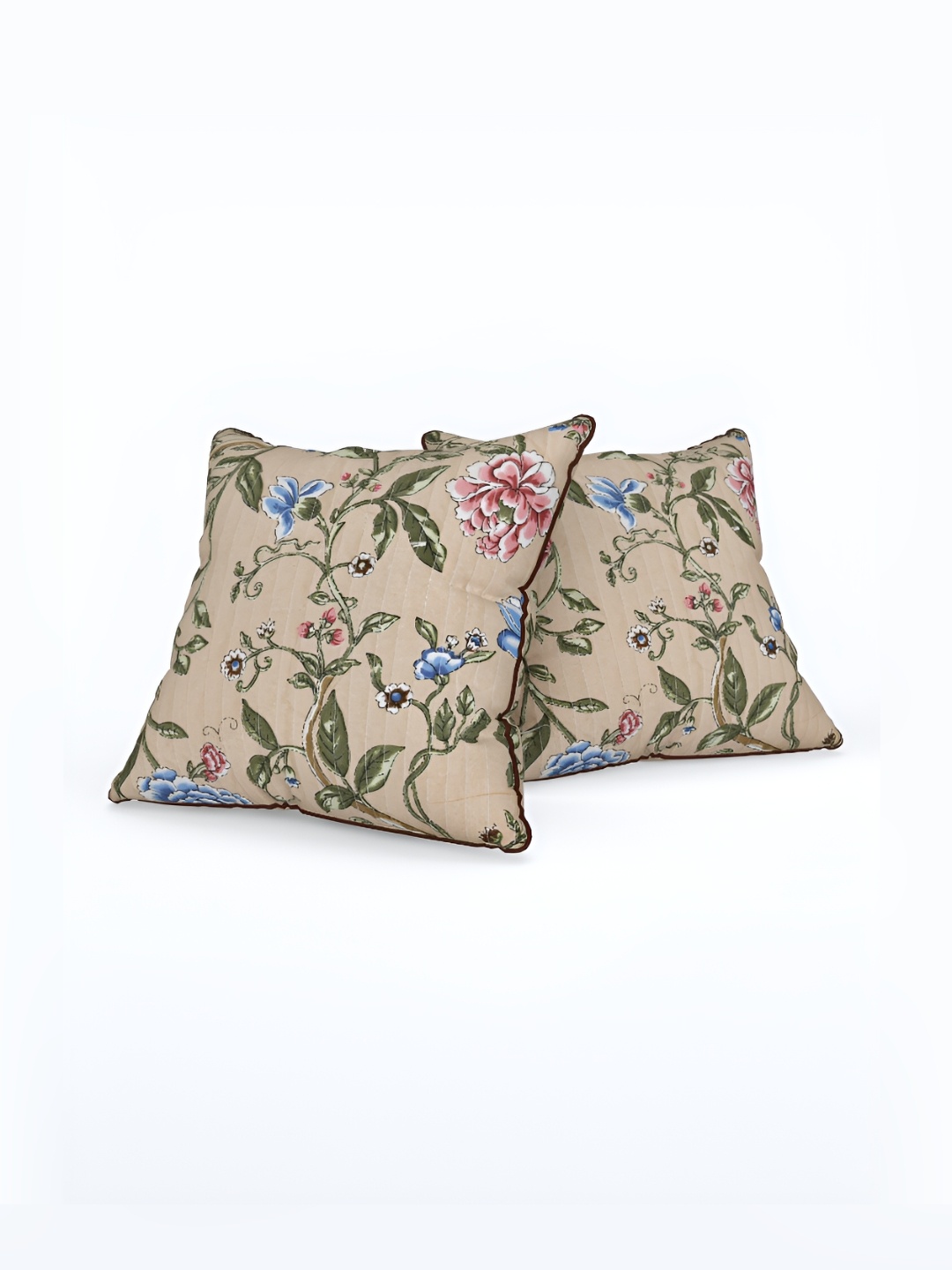 

EasyGoods Brown Set of 2 Floral Square Cushion Covers