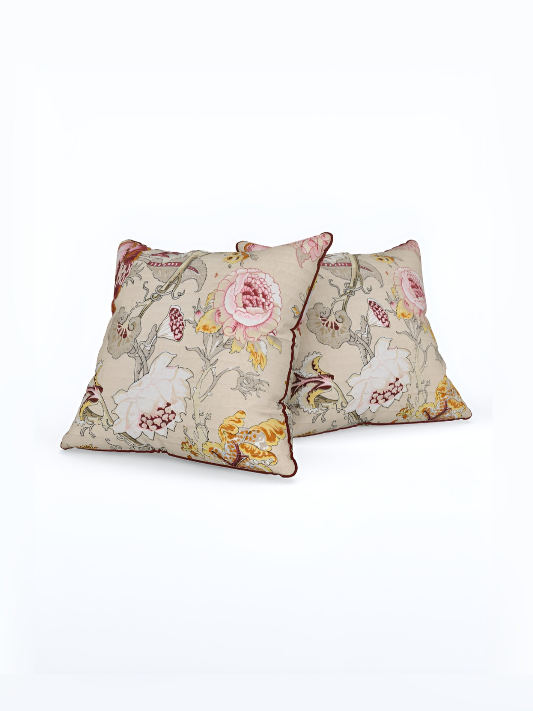 

EasyGoods Beige & Maroon Set of 3 Floral Square Cushion Covers