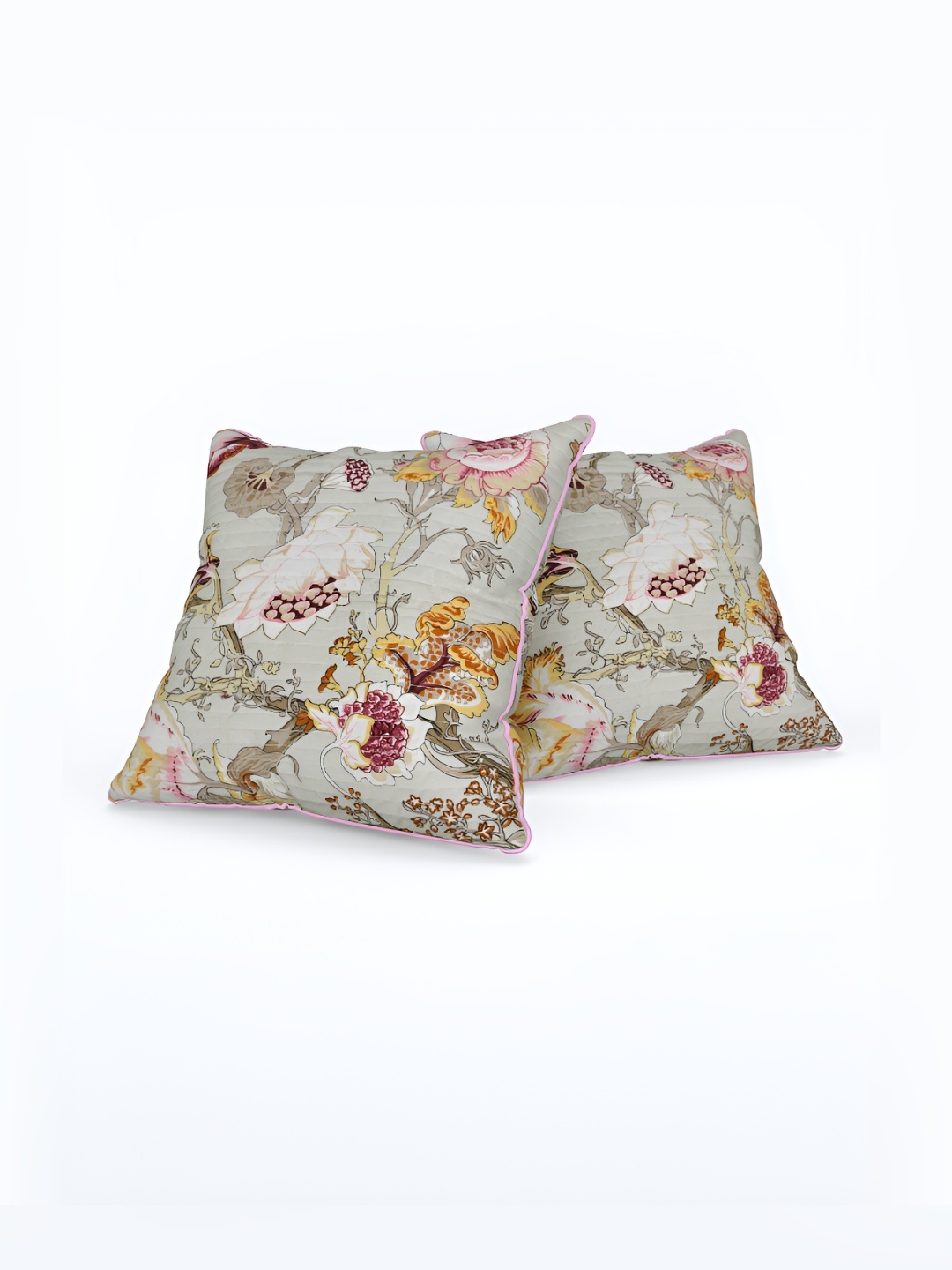

EasyGoods Olive Green & Pink Set of 5 Floral Square Cushion Covers